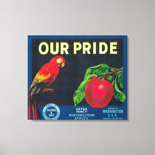Our Pride Apple Label - Washington State Canvas Print (Front)