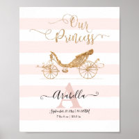 Our Princess Elegant Gold Blush Carriage Script Poster