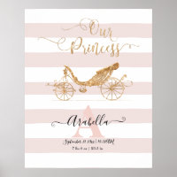 Our Princess Elegant Gold Blush Carriage Script Poster