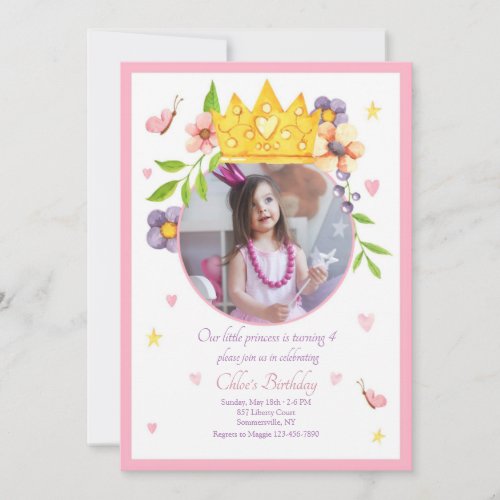 Our Princess Photo Birthday Party Invitations