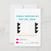 Our Purrfect Day Wedding Black Cat RSVP Card