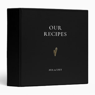 Our Recipes Gold Heart Custom Name Cookbook 3 Ring Binder