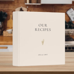 Our Recipes Gold Heart Custom Name Cookbook 3 Ring Binder