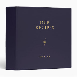 Our Recipes Gold Heart Custom Name Cookbook 3 Ring Binder