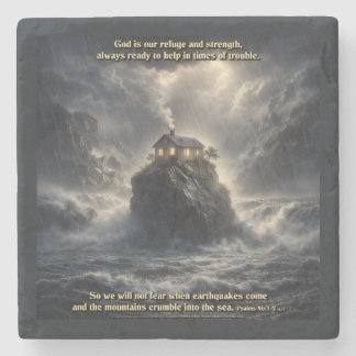 Our refuge & strength stone coaster