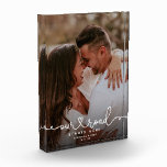 OUR ROAD STARTS HERE Modern Script Wedding Photo Block<br><div class="desc">Custom couple,  engagement,  or wedding photo block with a modern heart script design reading OUR ROAD STARTS HERE alongside your names and date.</div>