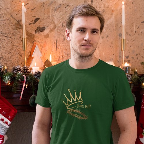 OUR SAVIOR KING Christian Mens Green Christmas  T_Shirt