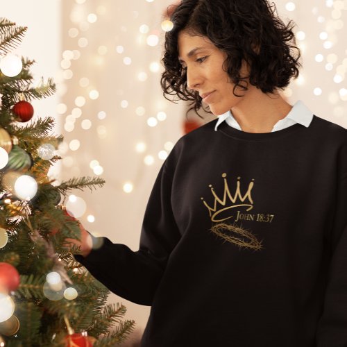 OUR SAVIOR KING Christian Womens Black Christmas Sweatshirt