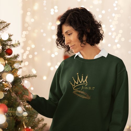 OUR SAVIOR KING Christian Womens Green Christmas Sweatshirt