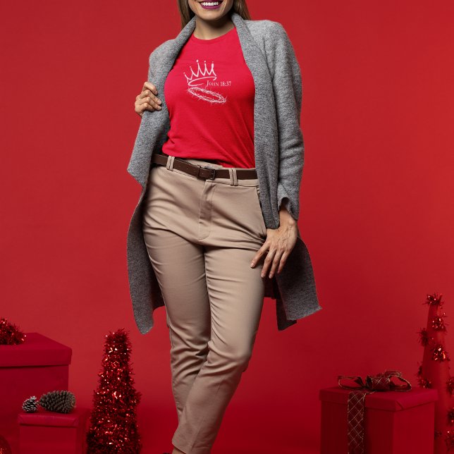 OUR SAVIOR KING Christian Women's Red Christmas  T-Shirt (Creator Uploaded)