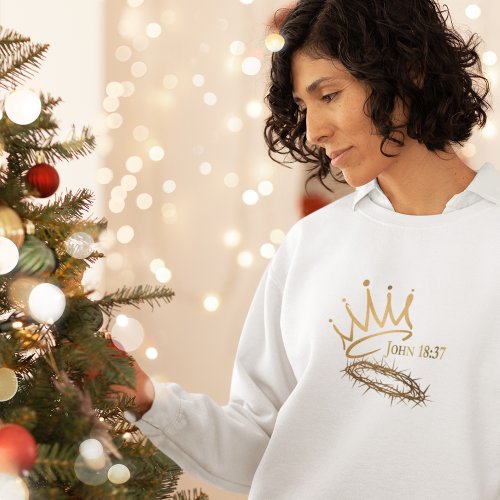 OUR SAVIOR KING Christian Womens White Christmas Sweatshirt