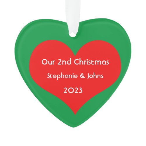 Our Second Christmas Together 2023 Cute Red Heart  Ornament