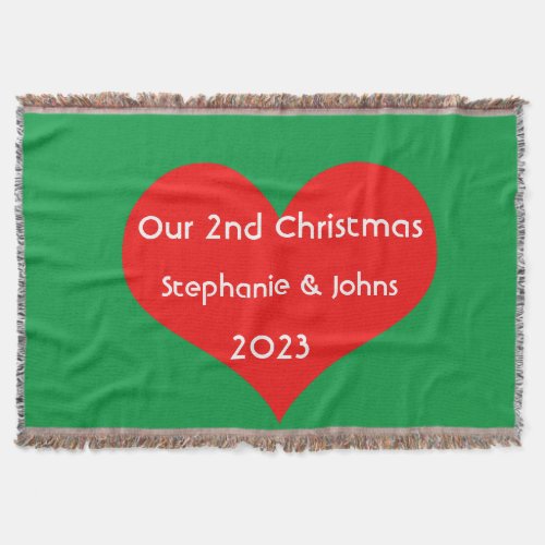 Our Second Christmas Together Cute Red Heart 2023  Throw Blanket