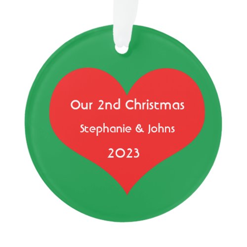 Our Second Christmas Together Red Heart 2023 Cute Ornament