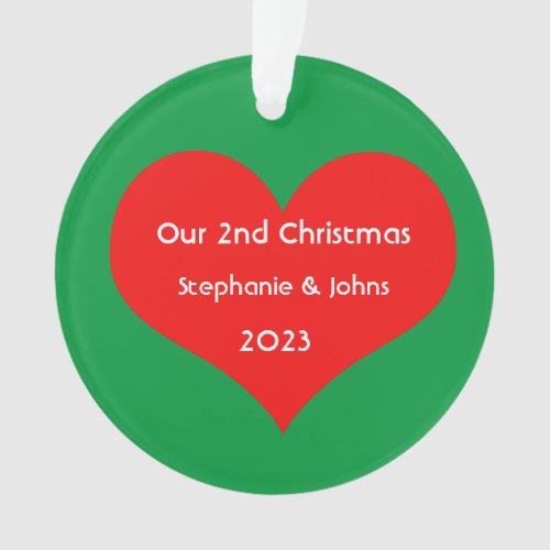 Our Second Christmas Together Red Heart 2023 Cute Ornament