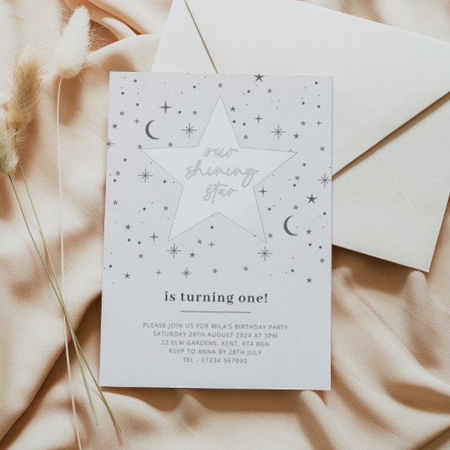 Our Shining Star Birthday - Silver Foil Invitation (Creator Uploaded)
