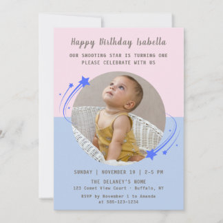 Our Shooting Star is Turning One Birthday Invitation