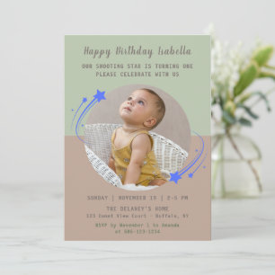 Our Shooting Star is Turning One Photo Birthday  Invitation