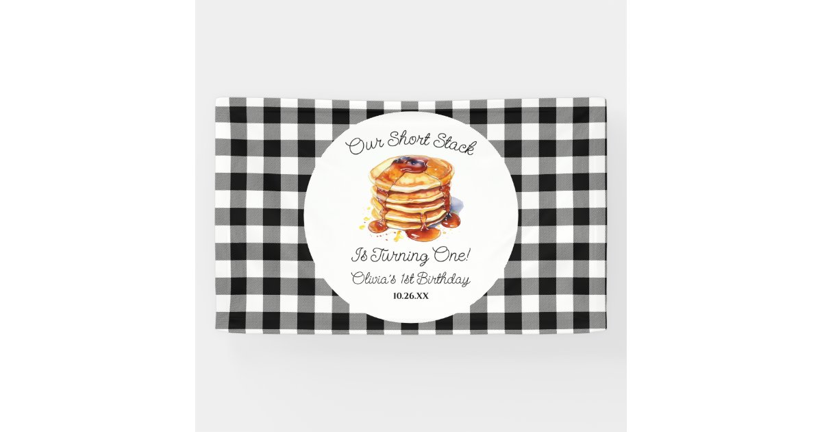 Our Short Stack Pancakes Breakfast Birthday Party Banner | Zazzle