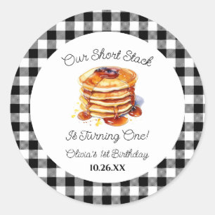 Our Short Stack Pancakes Breakfast Birthday Party Classic Round Sticker