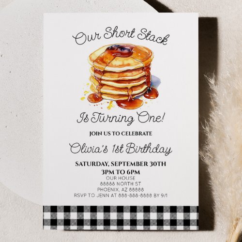 Our Short Stack Pancakes Breakfast Birthday Party Invitation