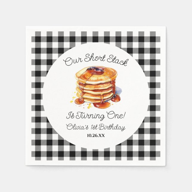Our Short Stack Pancakes Breakfast Birthday Party Napkins (Front)