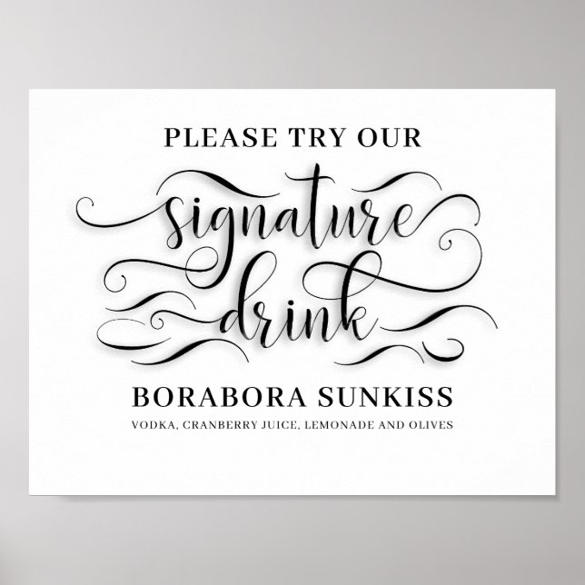Our Signature Drink Wedding Bar Sign (Front)
