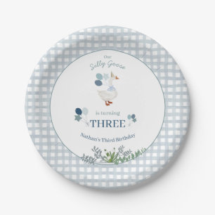 Our Silly Goose Birthday Any Age Blue Paper Plates