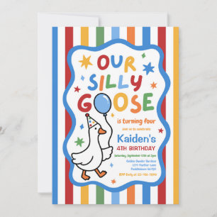 Our Silly Goose Boy Colorful Birthday Party Invitation