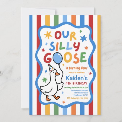 Our Silly Goose Boy Colorful Birthday Party Invitation