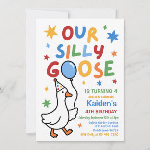 Our Silly Goose Boy Colorful Birthday Party Invitation