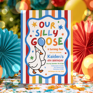 Our Silly Goose Boy Colorful Birthday Party Invitation