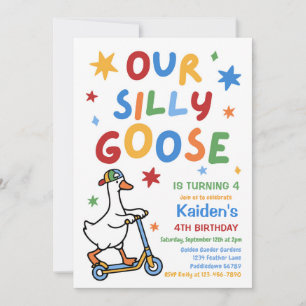 Our Silly Goose Boy Colorful Birthday Party Invitation