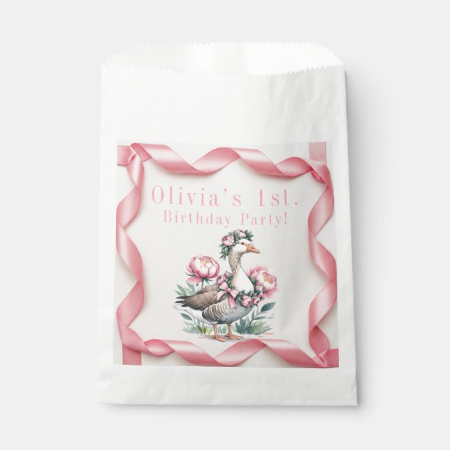 Our Silly Goose is Turn One Birthday  Favor Bag (Front)