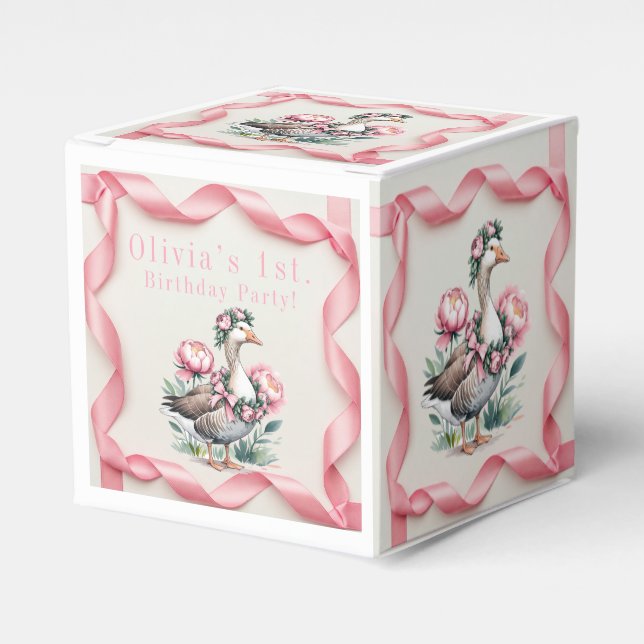 Our Silly Goose is Turn One Birthday  Favor Boxes (Front Side)