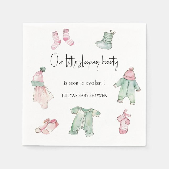 Our sleeping beauty  baby shower  napkins (Front)