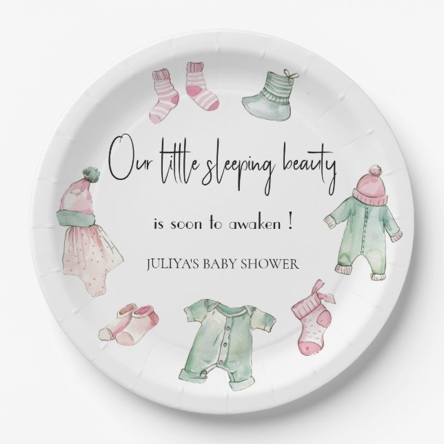 Our sleeping beauty  baby shower  paper plates (Front)