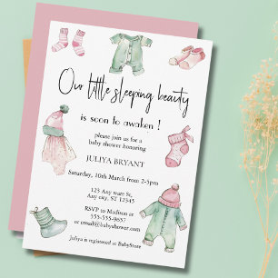 Our sleeping beauty pink baby shower  invitation