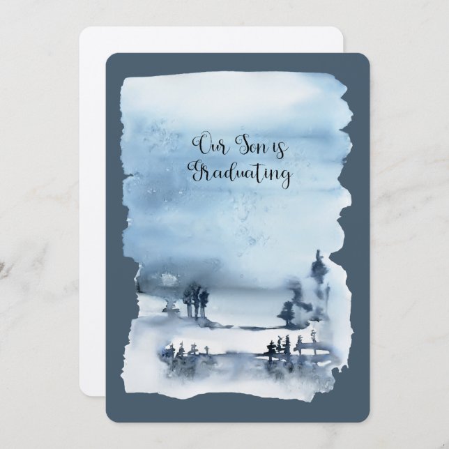 Our Son Is Graduating Metallic Paper Invitation (Front/Back)