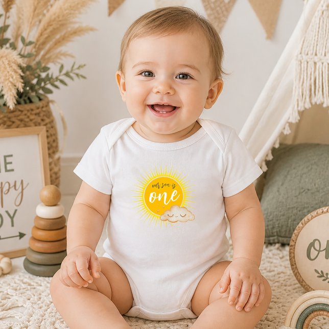 Our Son is One! First Birthday Boy  Baby Bodysuit (Our Son is One! First Birthday Boy Baby Bodysuit)