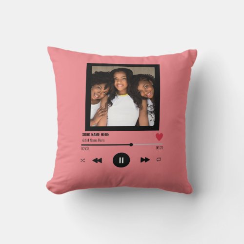 Our Song BFF Custom Photo Unique Gift Throw Pillow