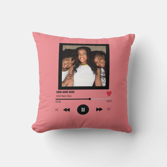 Our Song BFF Custom Photo Unique Gift Throw Pillow (Front)