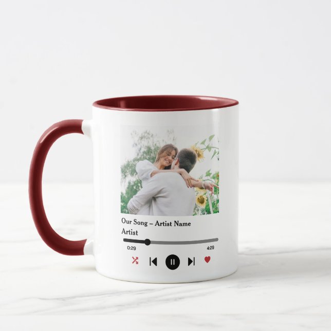 Our Song Custom 2 Photos Mug – Romantic Music Gift (Left)