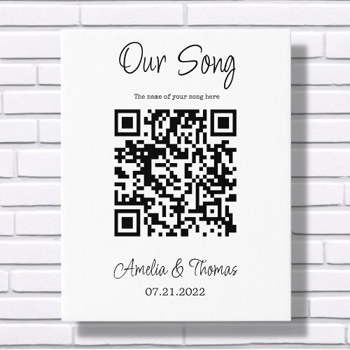 Our Song QR Code  Personalized Keepsake  Faux Canvas Print