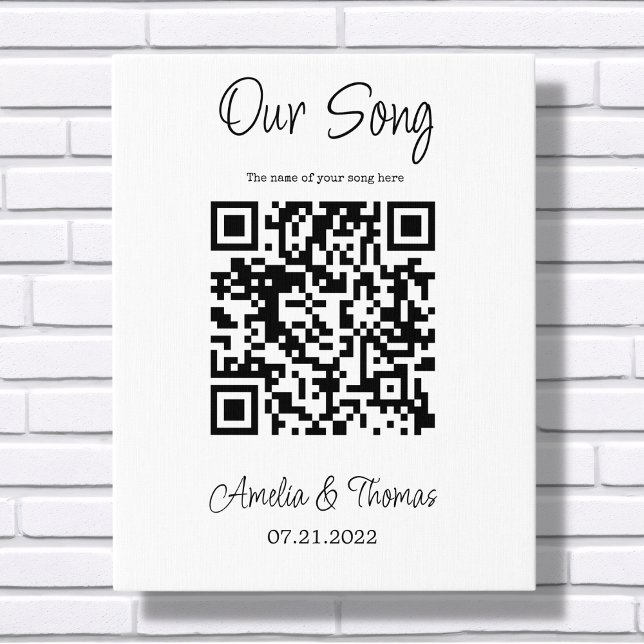 Our Song QR Code | Personalized Keepsake  Faux Canvas Print (Creator Uploaded)