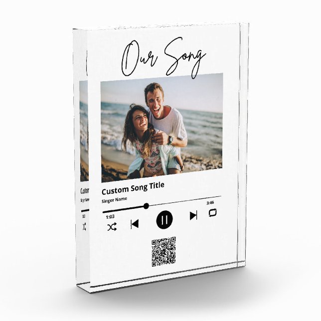 Our Song Wedding Music Scan QR Code Acrylic Photo Block (Left)