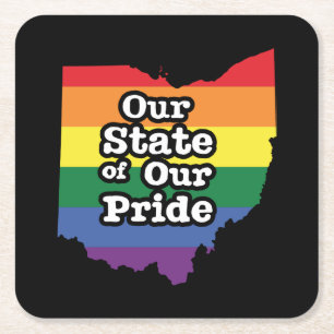 Our State of Our Pride   Ohio Square Paper Coaster