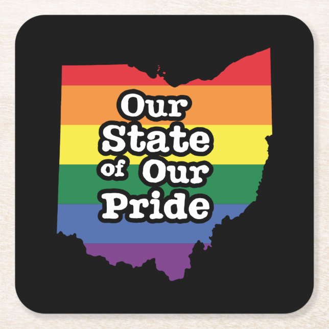 Our State of Our Pride | Ohio Square Paper Coaster (Front)