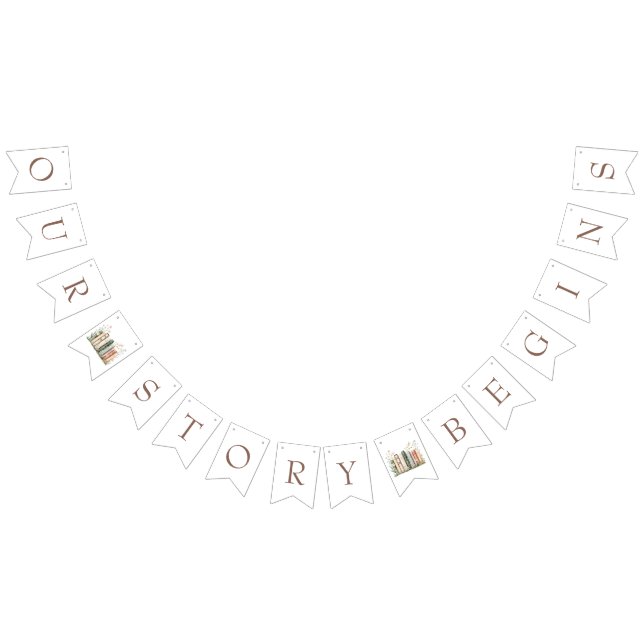 Our Story Begins, Book Themed Bridal Shower Bunting Flags (All)