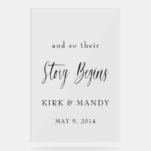 “Our Story Begins – Elegant Wedding Welcome Sign